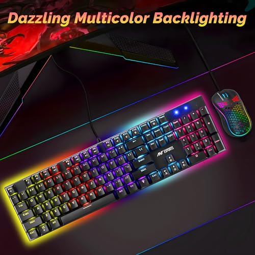 Image of Ant Esports Scorpion MK30 Wired Mechanical Gaming Keyboard, RGB 104 Keys Ultra-Slim LED Backlit USB Wired Keyboard with Red Switch, Durable Abs Keycaps /Anti-Ghosting Keyboard for PC Mac Xbox Gamer