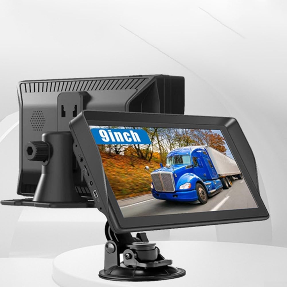 Navigazione GPS da 9 pollici per camion, auto, camper e autobus con mappe offline Europa Regno Unito Francia 2024, assistenza di corsia, voce FM, 8G+256M