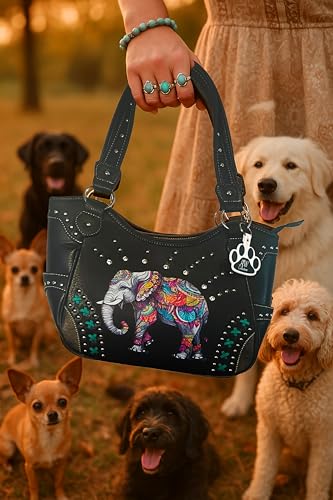 Elephant Boho Purse for Women Country Western Handbag Cowgirl Bag Shoulder Tote with Pockets4
