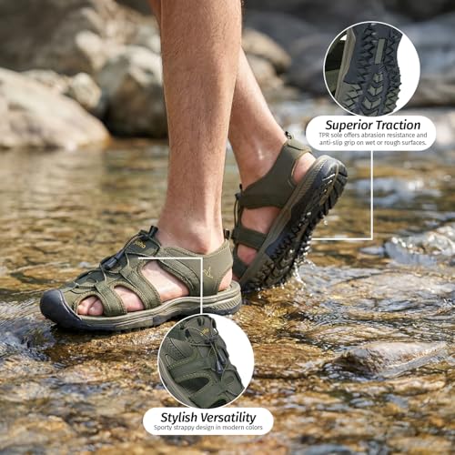 Image of YOHO Men Sports Sandals TrailEazy | Thick EVA Molded Sole for Shock Absorption, Adjustable Laces, Comfortable & Lightweight Floaters | Outdoor Casual Wear Footwear