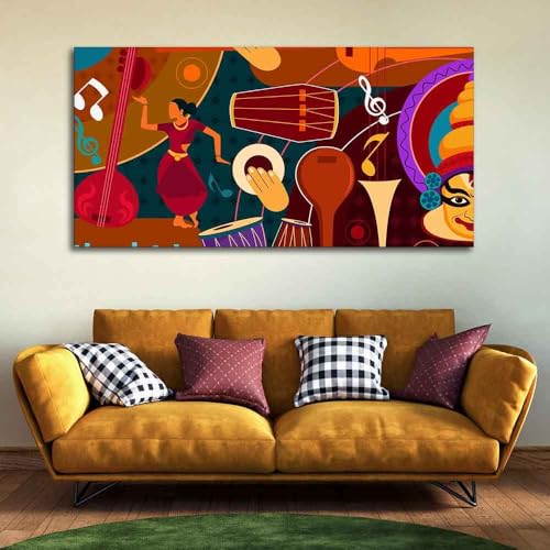 Image of VIBECRAFTS Canvas Paintings for Living Room Drawing Room Dance & Music Instruments Canvas Wall Painting for Homedecore|Office|Gift|Livingroom|Bedroom(PTVCH 2399N)(48 x 24 Inches)