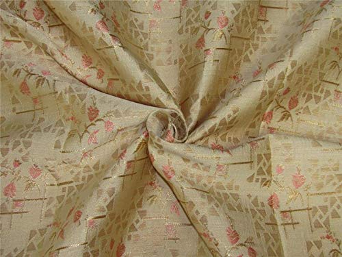 Tissu brocart doré pêche haut de gamme, textile jacquard de luxe pour haute couture