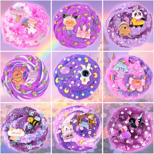 Image of 12 Pack Slimes, Purple Slime for Kids, Butter Cloud Slime kit for Girls Ages 8-12, Toys for Girls and Boys, Birthday Party Favors for Kids Goodie Bag Easter Basket Stuffers