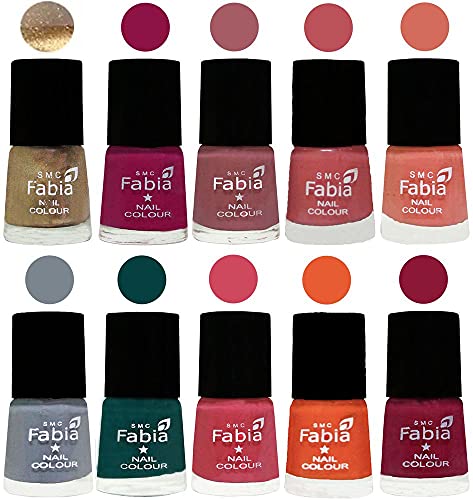 Image of ALL IN ONE (PACK OF 10), Long Lasting Glossy Nail Polish, 6 ml Each, All Vibrant Colours,01929