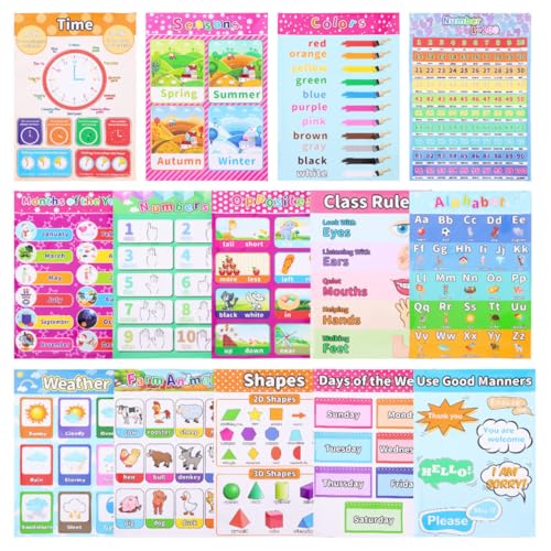 Affiches éducatives préscolaires en papier synthétique indéchirable pour l'éveil des enfants