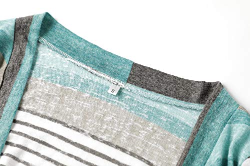 DEARCASE Women's Open Front Cardigans 3/4 Sleeve Draped Striped Sweater Jackets Draped Kimono Loose Cardigan4