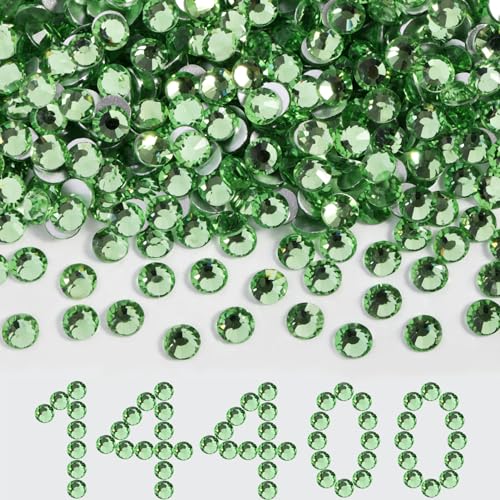 Image of Beadsland Flat Back Crystal Rhinestones Bulk, Peridot, SS20, 14400pcs | Flatback Glass Gems for Nails Crafts Clothes DIY Decoration, Glue Fix, 4.6-4.8mm,Light Green