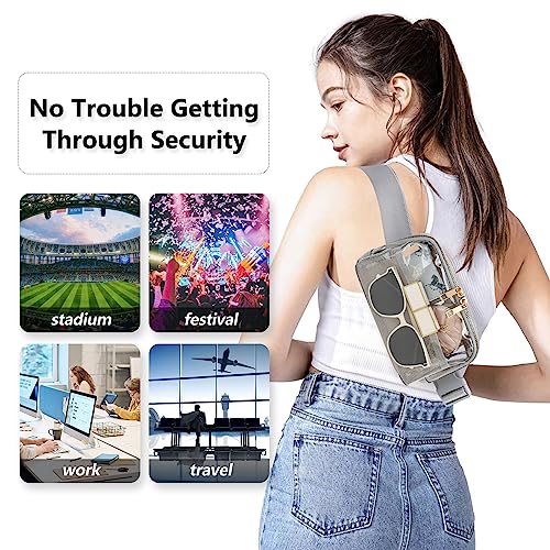 Image of Clear Fanny Pack Belt Bag Stadium Approved for Women Men with Adjustable Strap Water-resistant Waist bag Clear Purse for Travel Workout Running Hiking(Gray）