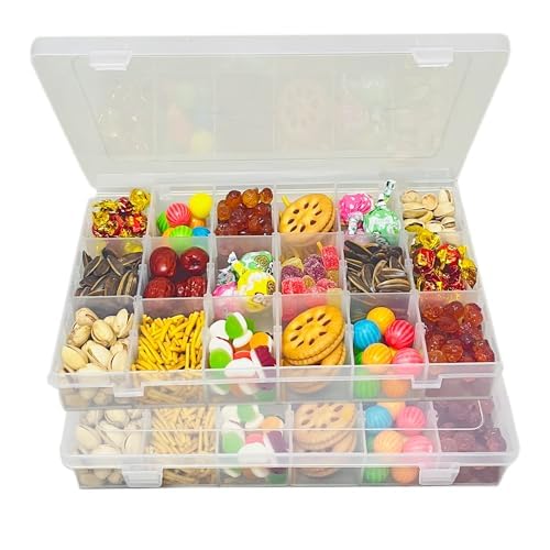 2 Pack Clear 36 Grids Organiser Storage Box – Plastic Stackable Storage Box with Adjustable Dividers for Crafts, Beads, Jewelry, Art DIY, Fishing Tackle,Buttons, Screws, Pills, Bolts, Snacks