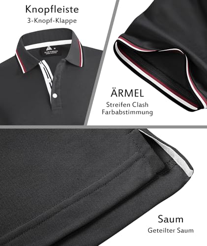 SwissWell Poloshirt Herren Kurzarm Atmungsaktiv Golf Tennis Sport Polo Shirts Sommer Freizeit T-Shirt Dunkelgrau XL