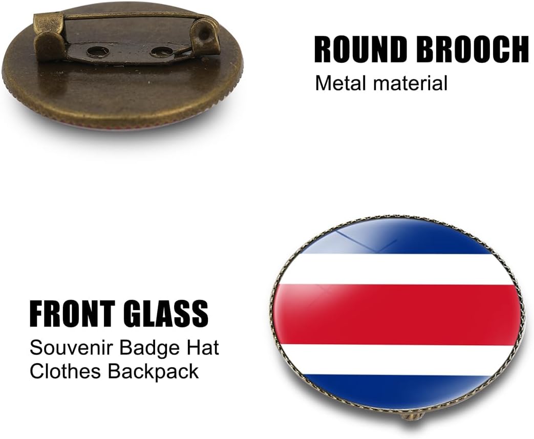 4 Pcs Costa Rica Flag Pin Round 1 Inch, Lapel Pins Souvenir Badge for Hat Clothes Backpack,Costa Ricans Flag Brooch Accessories Party Favors,Patriotic Pin Accessories for Men/Women - Image 3