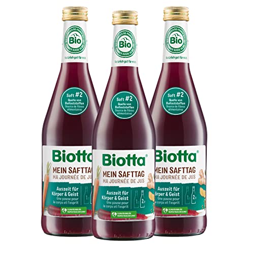 BIOTTA - Ma journée de jus - Jus de légumes - Carotte lacto-fermenté, fibre d'acacias et gingembre 100% Bio - Riche en vitamine A et potassium - 500ml - Lot de 3.