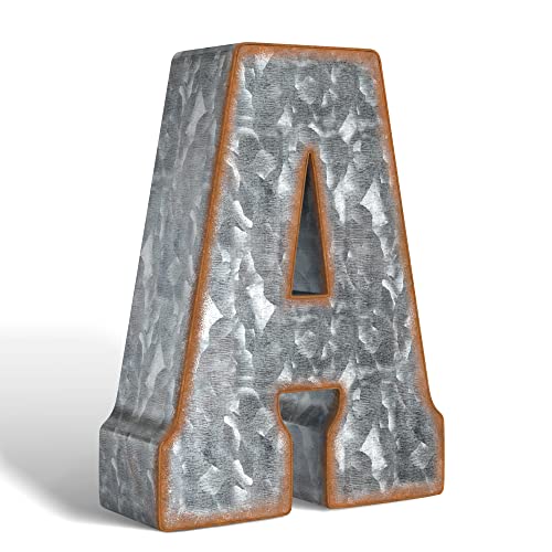 CraftyCrocodile 7" Galvanized Metal Letters for Wall Decor - 3D Letter A for Hanging & Free Standing - Decorative Rustic Alphabet Letters for the Living Room, Bedroom, Kitchen by CraftyCrocodile - Used condition - US$16.14