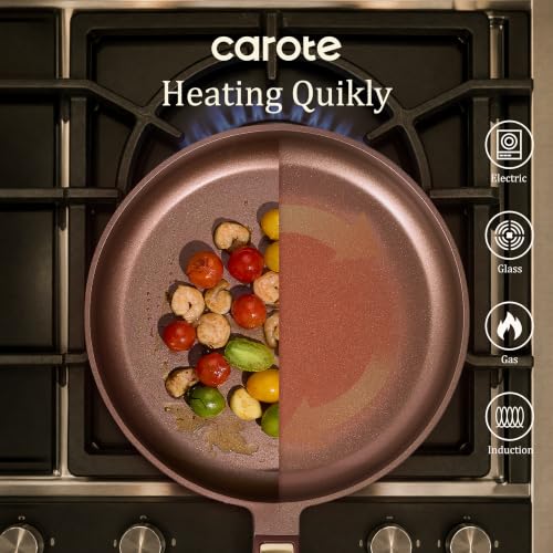 Image of CAROTE Pots and Pans Set Nonstick, 31pcs Cookware Set Nonstick Non-Toxic, Induction Cookware Kitchen Set Cooking Pots with Lids,Wine Red