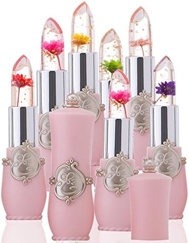 Expxon 6Pcs/Set Beauty Bright Flower Crystal Jelly Lipstick, Magic Temperature Change Color Lip Long Lasting Hydrating Waterproof Lip Stick