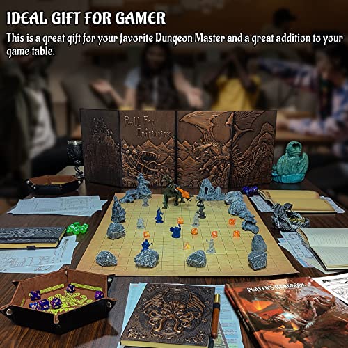 D&D Dice Tray Pu Leather Hexagon Dice Holder Printed With Beholder Portable And Foldable Dice Rolling Mat For Board Game And Tabletop Rpg (Style B) #TOP6