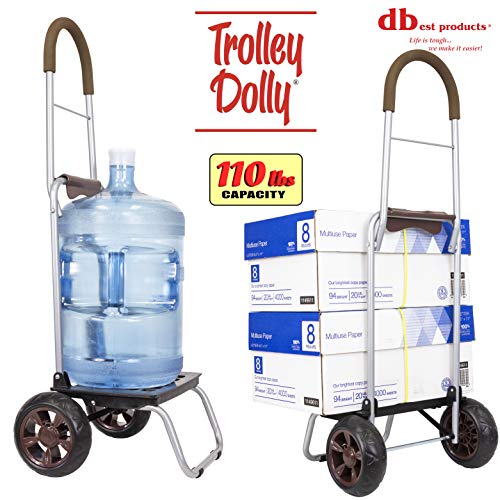 dbest products Trolley Dolly Brown Foldable Shopping cart for Groceries with Wheels and Removable Bag and Rolling Personal Handtruck Standard