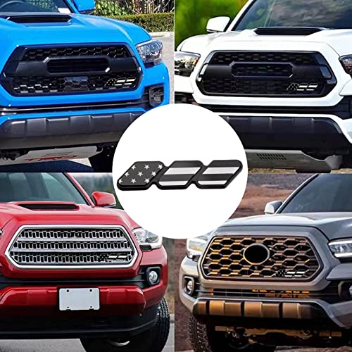 Image of 1 PC Grille Decor Badge, 3 Color Upgrade Emblem, Compatible with Toyota 4Runner Tacoma Tundra (American Flag Black)