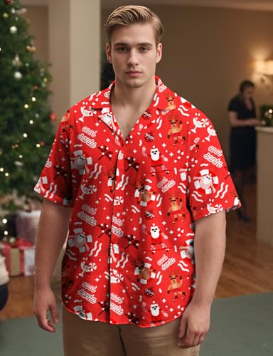 Image of Yoimira Hawaiian Shirts for Men, Print Mens Casual Short Sleeve Button Down Shirts Floral Aloha Beach Shirt
