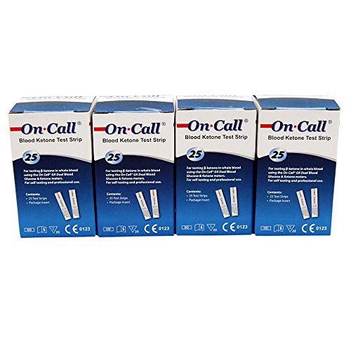 4 x 25 Blood Ketone Test Strips for the On call Ketone Meter Monitor …