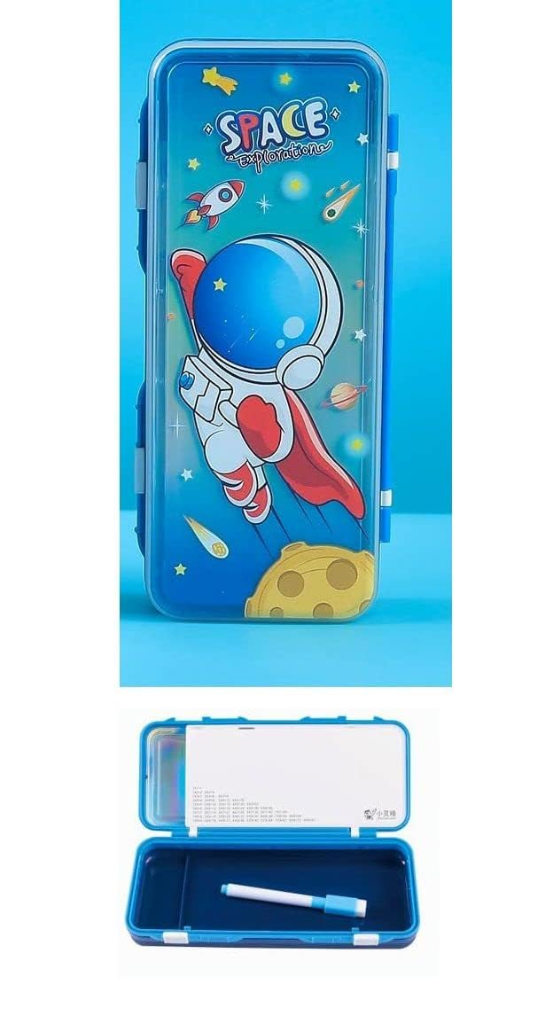 Vibgyor Vibes Double layered pencil Box For School Boys and Girls with a small whiteboard and a marker- Pack of 1 (Space) 2