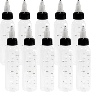 NANSHINE Graduated Bottles 10PCS 120ml(4oz) PET Plastic Pointed Bottles with Twist Top Cap Plastic Graduated PET Dropper Water Liquid Bottles