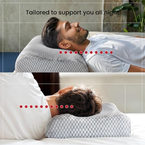 Image of Duroflex Dual Support Orthopedic Memory Foam Pillow, Dual-Sided, Cooling Ice Dough Core | Arctic Ice Fabric | Orthopedic Neck & Spine Pain Relief | (23 x 14 Inch, White) | 1 Year Warranty