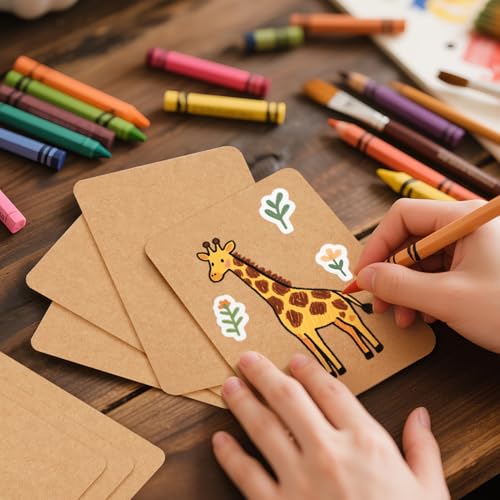 moinkerin 60 Stücke A6 Kraftpapier Karten 10.5X14.8CM 300g/m²Druckbar Postkarten Blanko Karten Blanko für DIY, Hochzeitseinladungen, Danksagungskarten