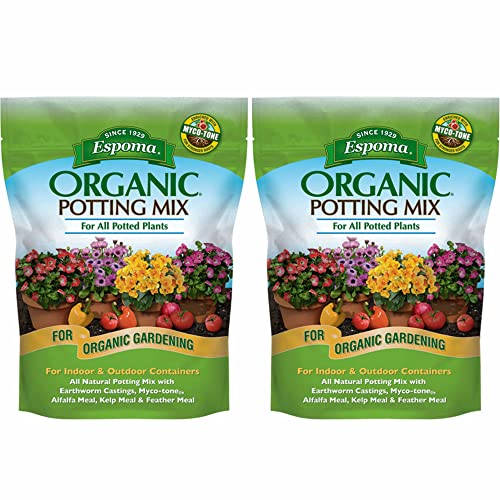 Espoma Organic Potting Soil Mix - All Natural Potting Mix For All Indoor & Outdoor Containers Including Herbs & Vegetables. For Organic Gardening, 8qt. bag. Pack of 2