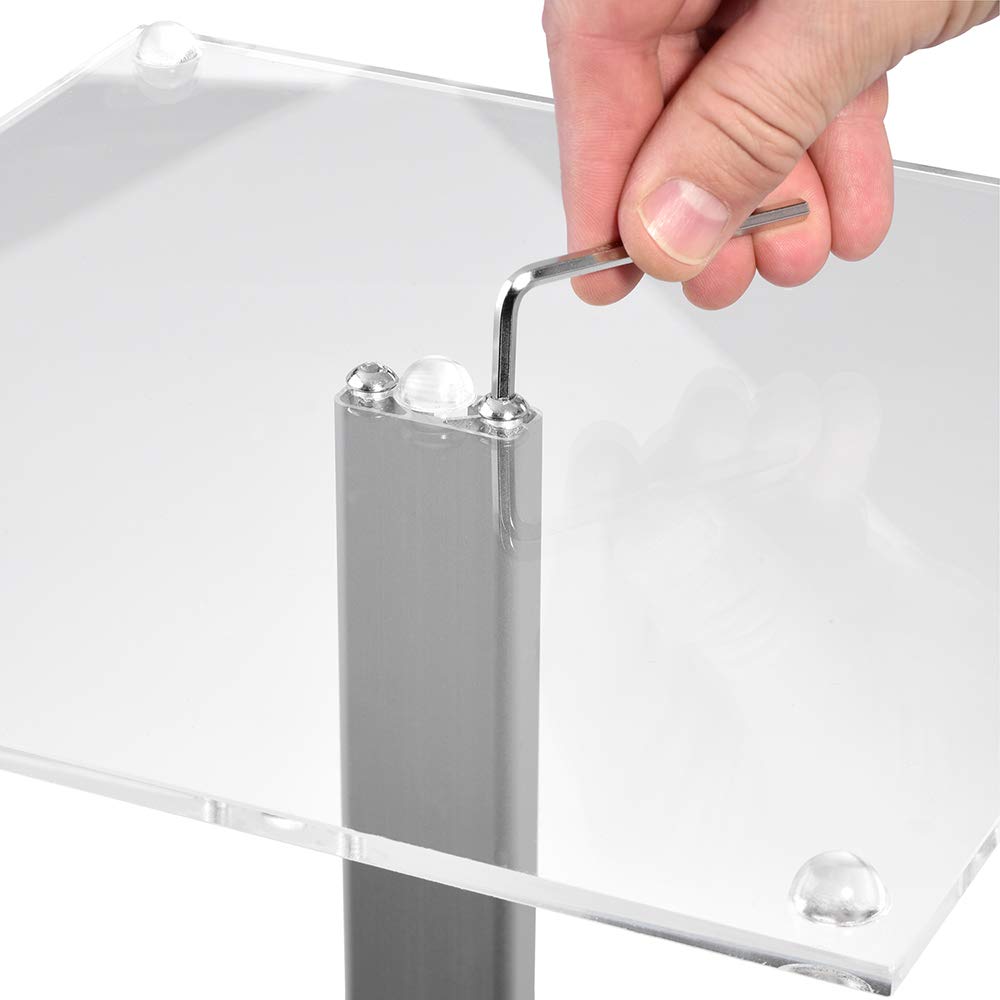 Zeigis DIN A4 Boden- Infoständer im Querformat/Infodisplay Bodenständer | Diskretionsständer, Einfacher Blattwechsel, Schlicte modern Optik, mit Acryltasche und Acrylfuss, 90cm hoch