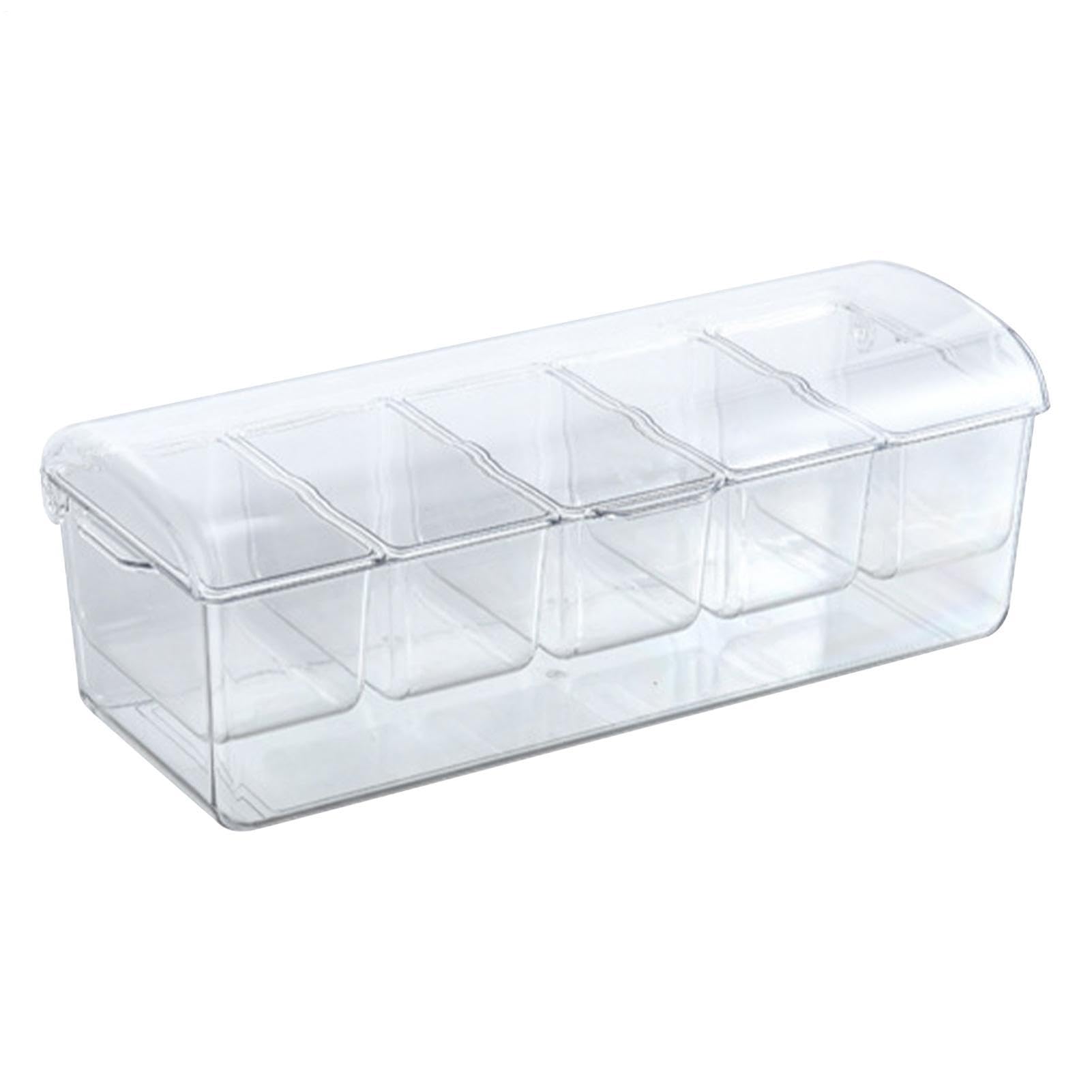 Servidore di condimenti refrigerati – Vassoio a 5 scomparti con fondo di | ghiaccio, stazione di servizio per guarnizioni trasparente, organizer per frutta rimovibile, contenitore di Com