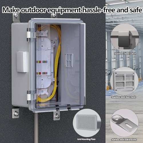 Image of ABS Electrical Junction Box, Ventilated Design, Cable Grommets, IP65 Waterproof Enclosure, Indoor /Outdoor Use with Mounting Panel. (Clear Cover, 11 inchx7.4 inchx5.5 inch)