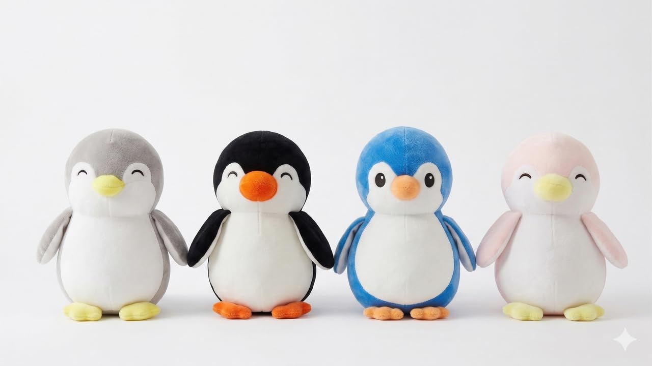 HUG 'n' FEEL SOFT TOYS 4-Piece Penguin Plush Toy Combo – Pink, Blue, Grey & Black Soft Stuffed Animals | Cute Huggable Penguin Set for Kids, Birthday Gifts & Room Décor-image-30