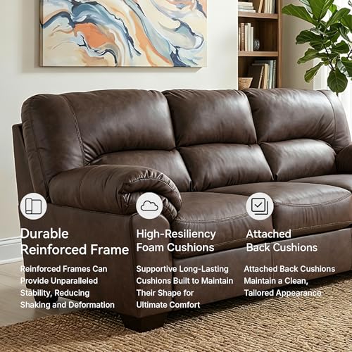 Image of Signature Design by Ashley Faux Leather Living Room Sofa, Umber