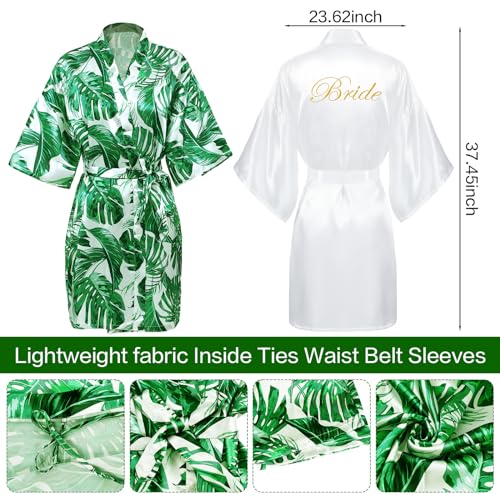 Berlune 6 Pcs Tropical Bride Bridesmaids Robe Set Wedding Getting Ready Bachelorette Party Robes Beach Pool Swimsuit(Green, Lovely)4