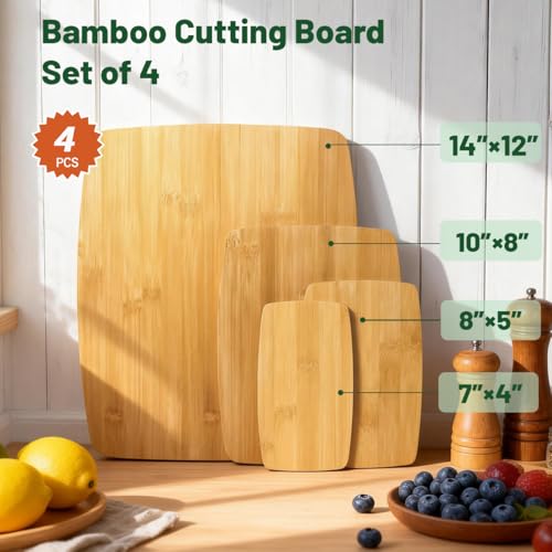 Set de 4 tablas de cortar de bambú 14x12 pulgadas miniatura 2