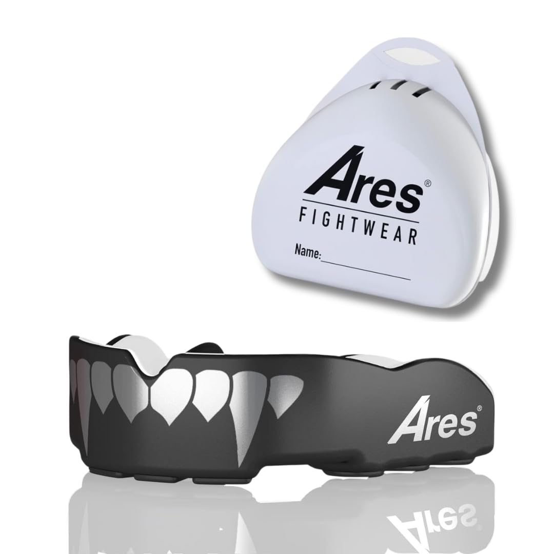 Ares Fightwear® SlimLine Mundschutz Boxen inkl. Aufbewahrungsbox für Kampfsport, MMA & Athleten I Maximaler Zahnschutz dank Optimaler Passform I Profi Mouthguard für Herren & Damen