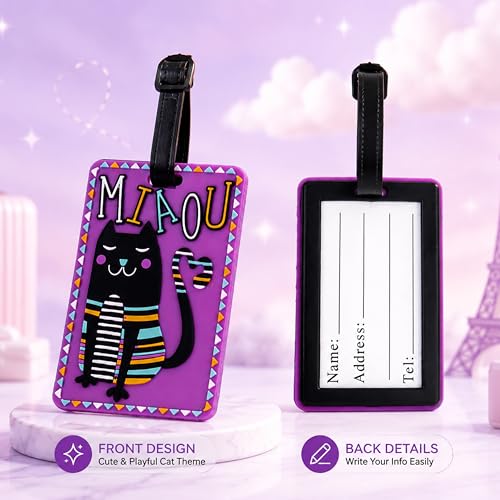 Image of Storite Pack of 2 Luggage Tags with Black Silicon Strap (Multicolor)