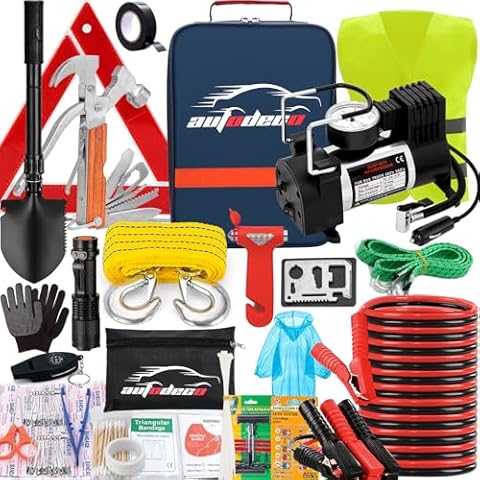 AUTODECO Roadside Emergency Car Kit 95 Pieces Cover