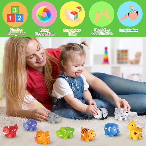 Image of Learning Toys for 2 3 4 Year Old, 20 Pcs Number Matching Game with Digital English, 10 Different Animal Figures, Preschool Activities Montessori Fine Motor Toys for Toddlers Kids