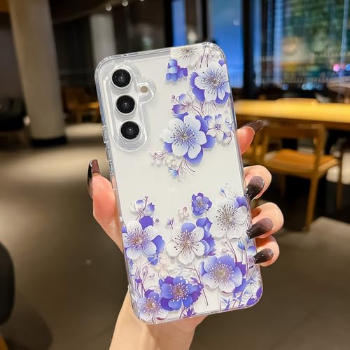 Coque A54 5G transparente fleur antichoc protégeant l'appareil photo des chutes