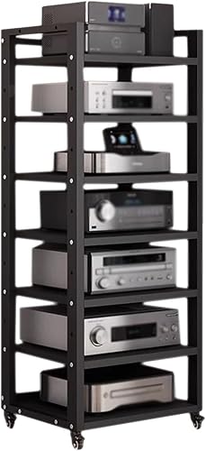 Miniatura 8 de Torre de estante de audio de 7 niveles, reproductor de discos de CD, receptor estéreo, equipo AV, estante de exhibición de gabinete, capacidad de
