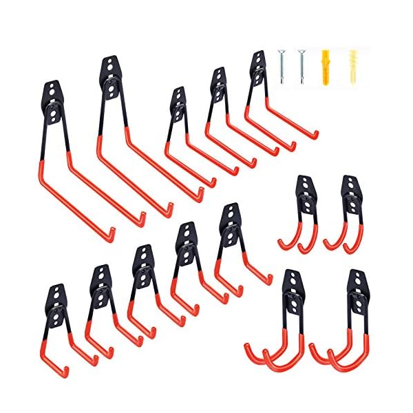 Upgraded 14 Pack Garage Hooks Double Heavy Duty, Gifts for Dad, Tool