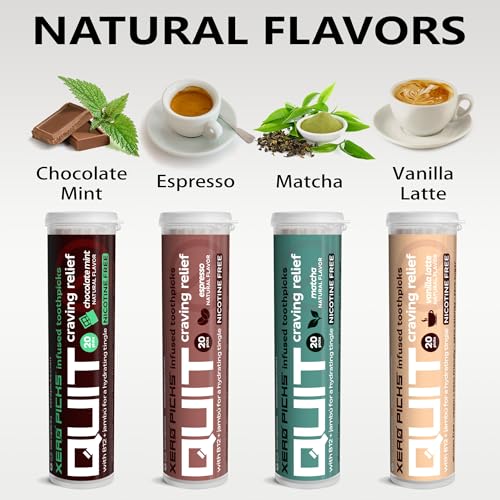 Image of Xero Picks Infused Flavored Toothpicks to Help Quit Smoking - Nicotine Free (Vanilla Latte, 3 Pack) Non-GMO Kosher Vegan