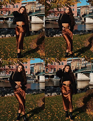 Zeagoo Skirts for Women High Waist Skirt Elegant Midi Skirt Satin4