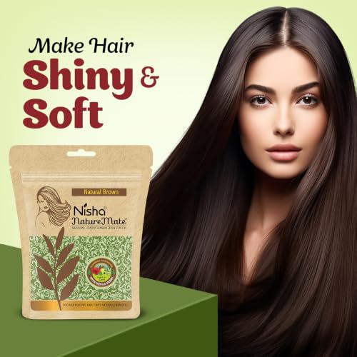 Image of Nisha Hair Colour for Women - Natural Brown, 45g, Pack of 3 | Pure Henna-Based Powder | Long-Lasting Herbal Formula | Reduces Hair Fall & Damage | Ammonia-Free