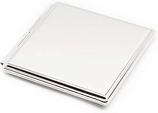 Silver Reflective - Square Folding Compact Pocket Makeup Mirror Double Sided (5x magnification + 1x magnification)