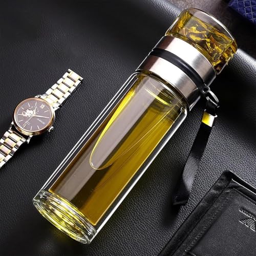 Image of Glass Tea Infuser Bottle Leak-Proof Travel Mug 800ml Tea and Water Separation Bottle Travel Tea Mug with Stainless Steel Filter Water Cup Outdoor Carrying Rope Herbal Loose Tea Home and Travel