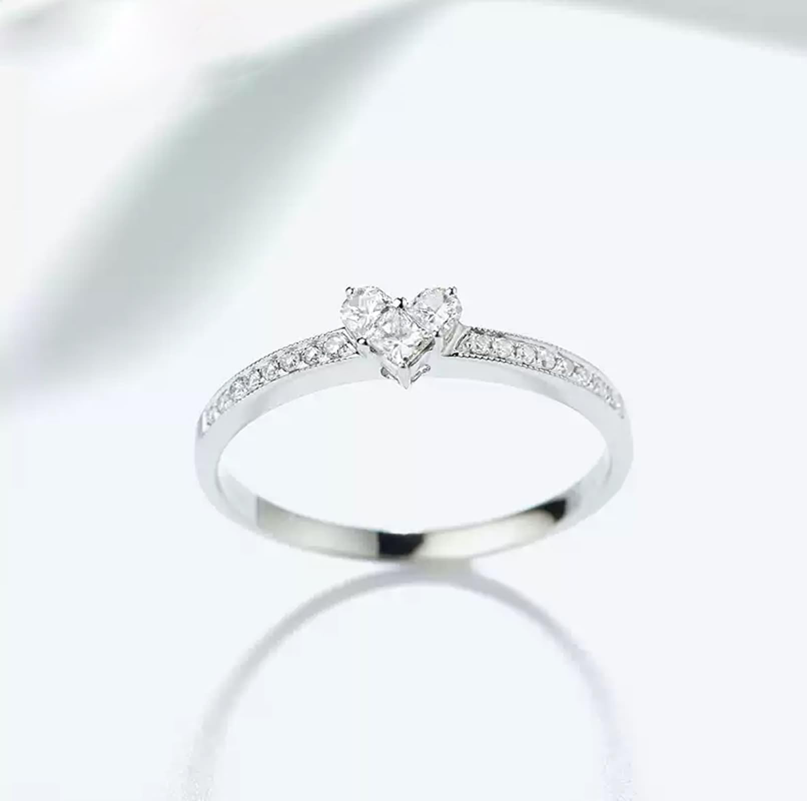 Obrączki ślubne damskie, srebrne, 0,22 ct, diament Pt950 i białe złoto, prezent dla kobiet