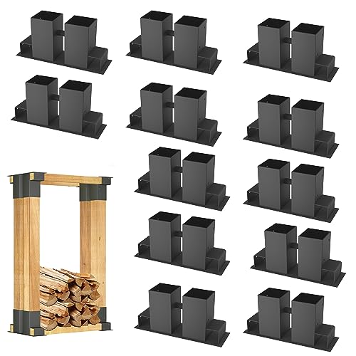 YRHome Holzstapelhilfe Feuerverzinkt stabile Holz Stapelhilfe Stapelhilfe Holzstapelhalter Brennholz Kaminholz Gestell Holz (12 Stück)